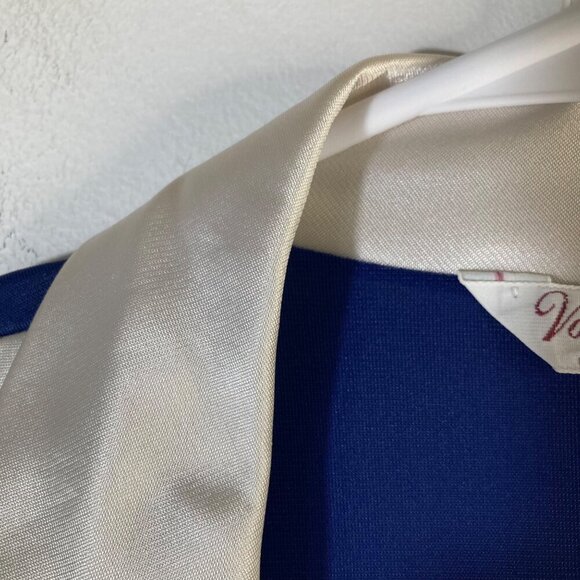 Womens Vintage Vanity Fair Nightgown Robe Set Navy White M Nylon Antron - Picture 11 of 11